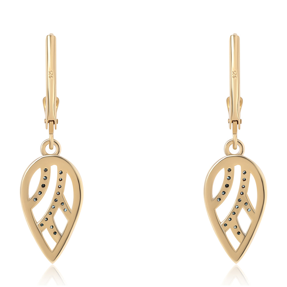Goldplattierte Silberohrringe mit blauem Diamant