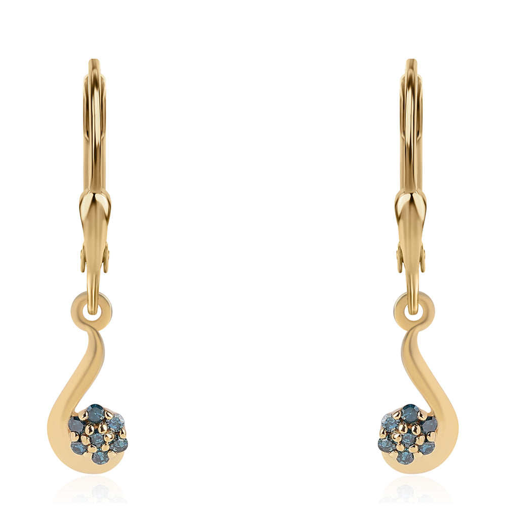 Goldplattierte Silberohrringe mit blauem Diamant
