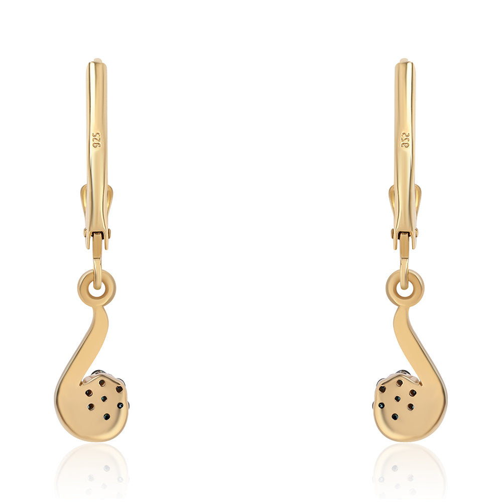 Goldplattierte Silberohrringe mit blauem Diamant