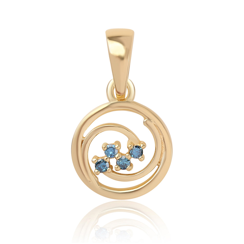 Goldplattierter Silberanhänger mit blauem Diamant 1