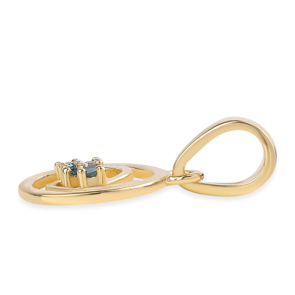 Goldplattierter Silberanhänger mit blauem Diamant