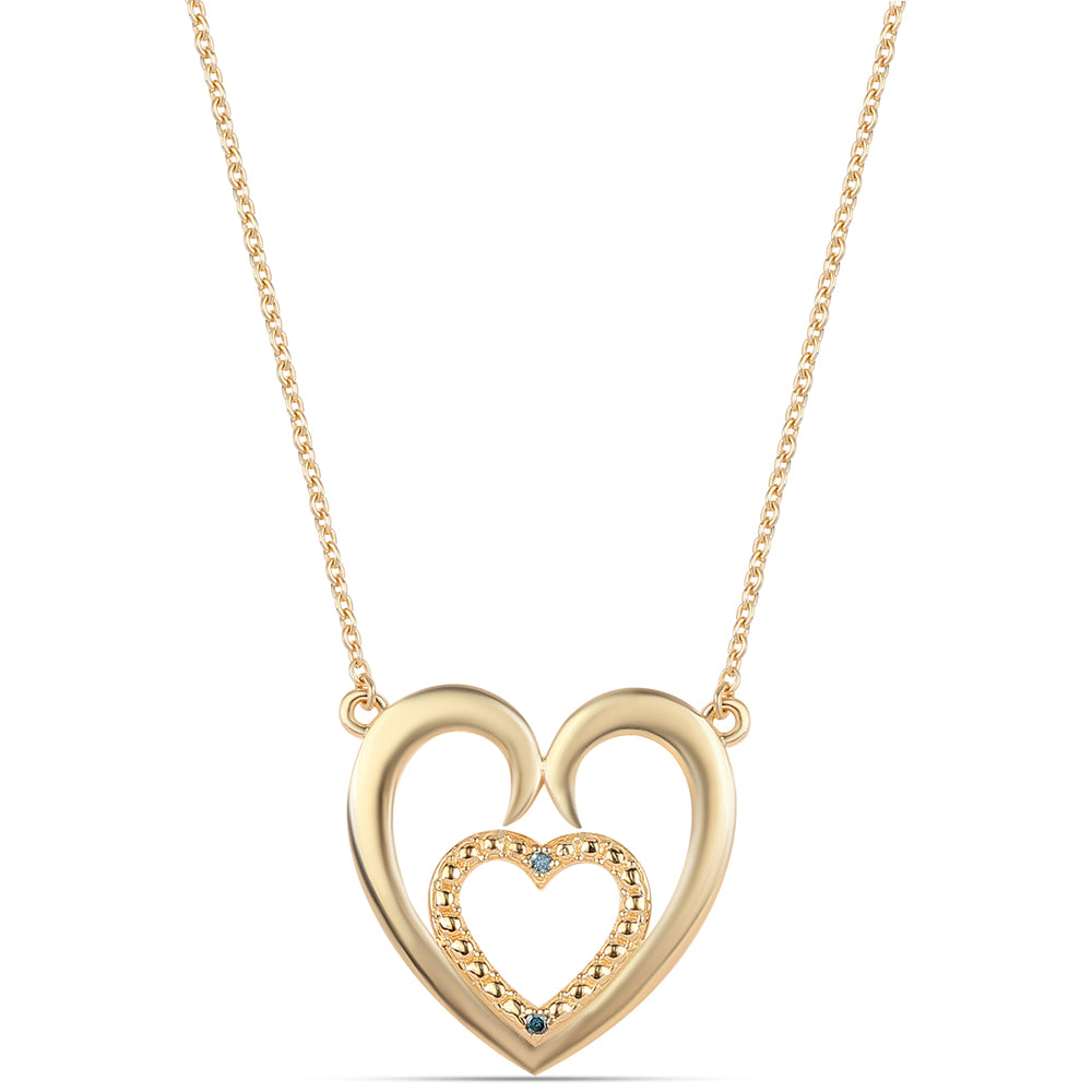 Goldplattierte Silberhalskette mit blauem Diamant