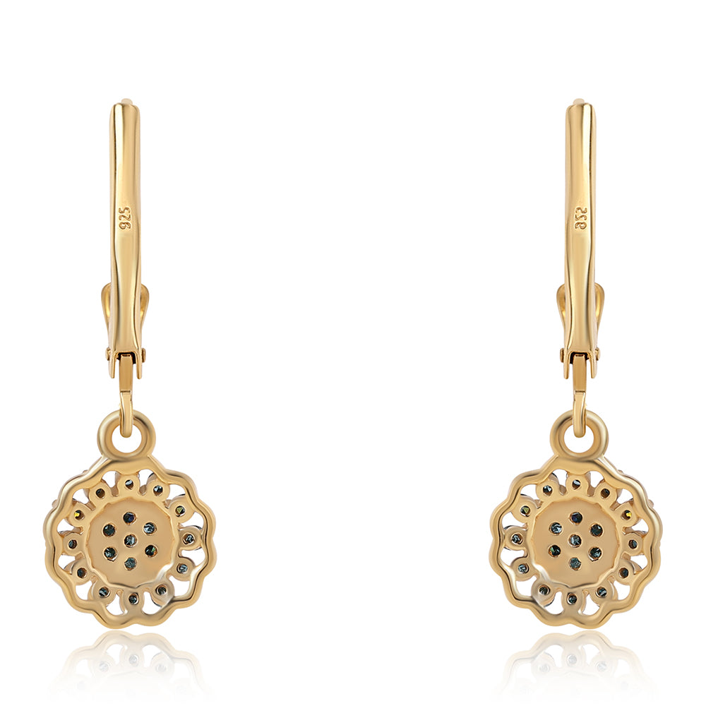 Goldplattierte Silberohrringe mit blauem Diamant