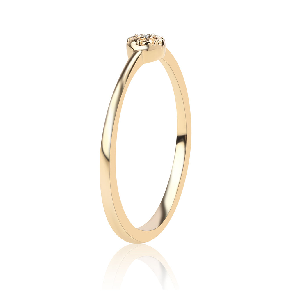 Goldplattierter Silberring mit blauem Diamant
