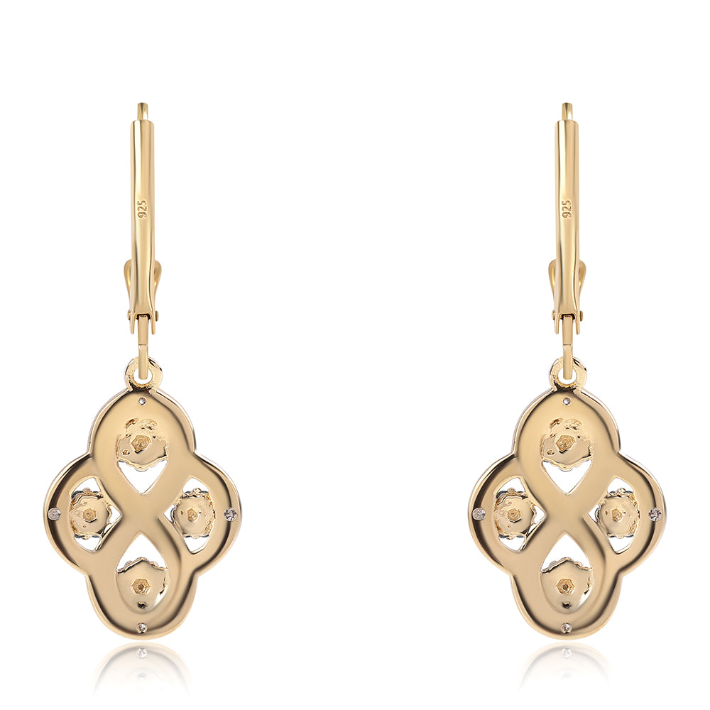 Goldplattierte Silberohrringe mit blauem Diamant