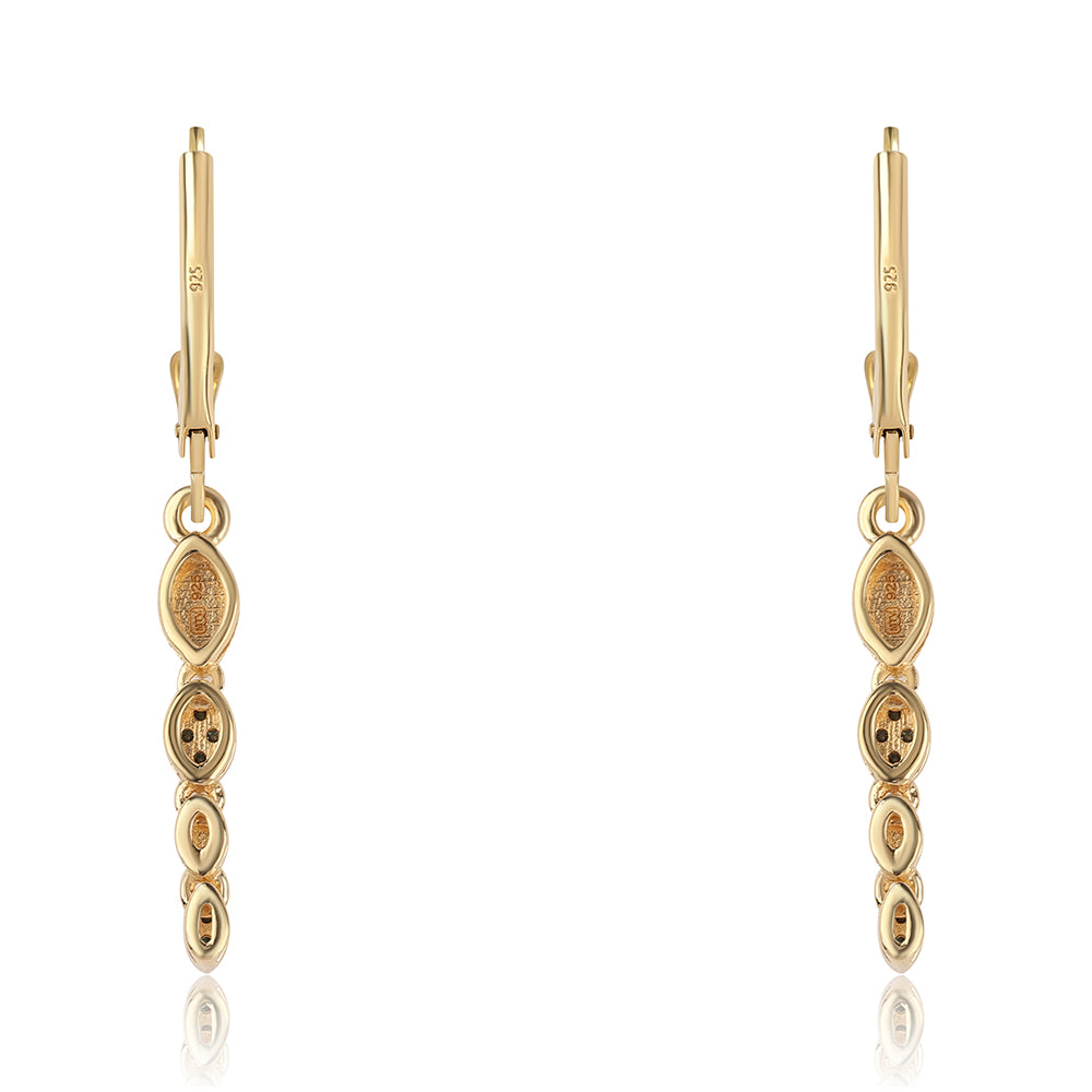 Goldplattierte Silberohrringe mit blauem Diamant 3