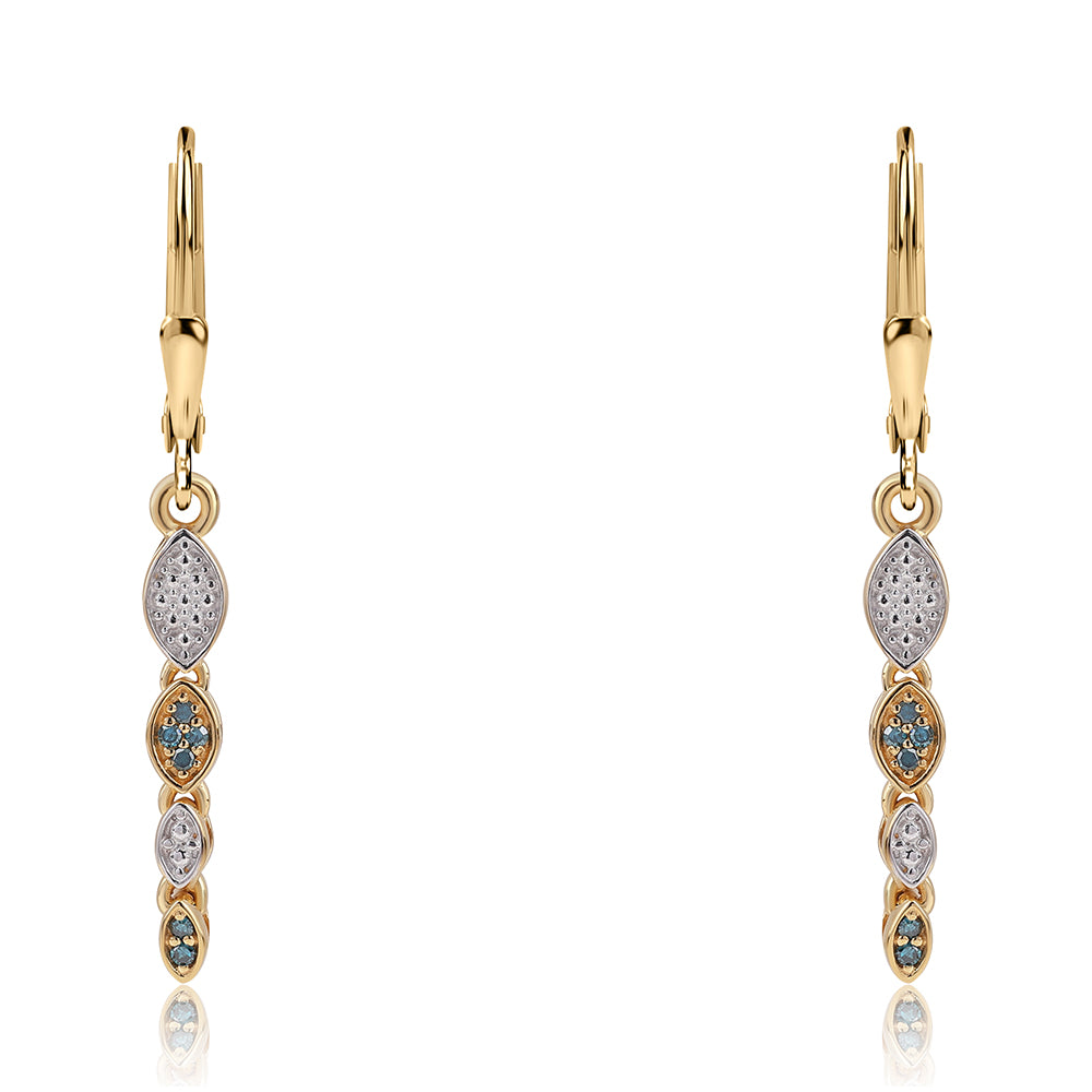 Goldplattierte Silberohrringe mit blauem Diamant 2
