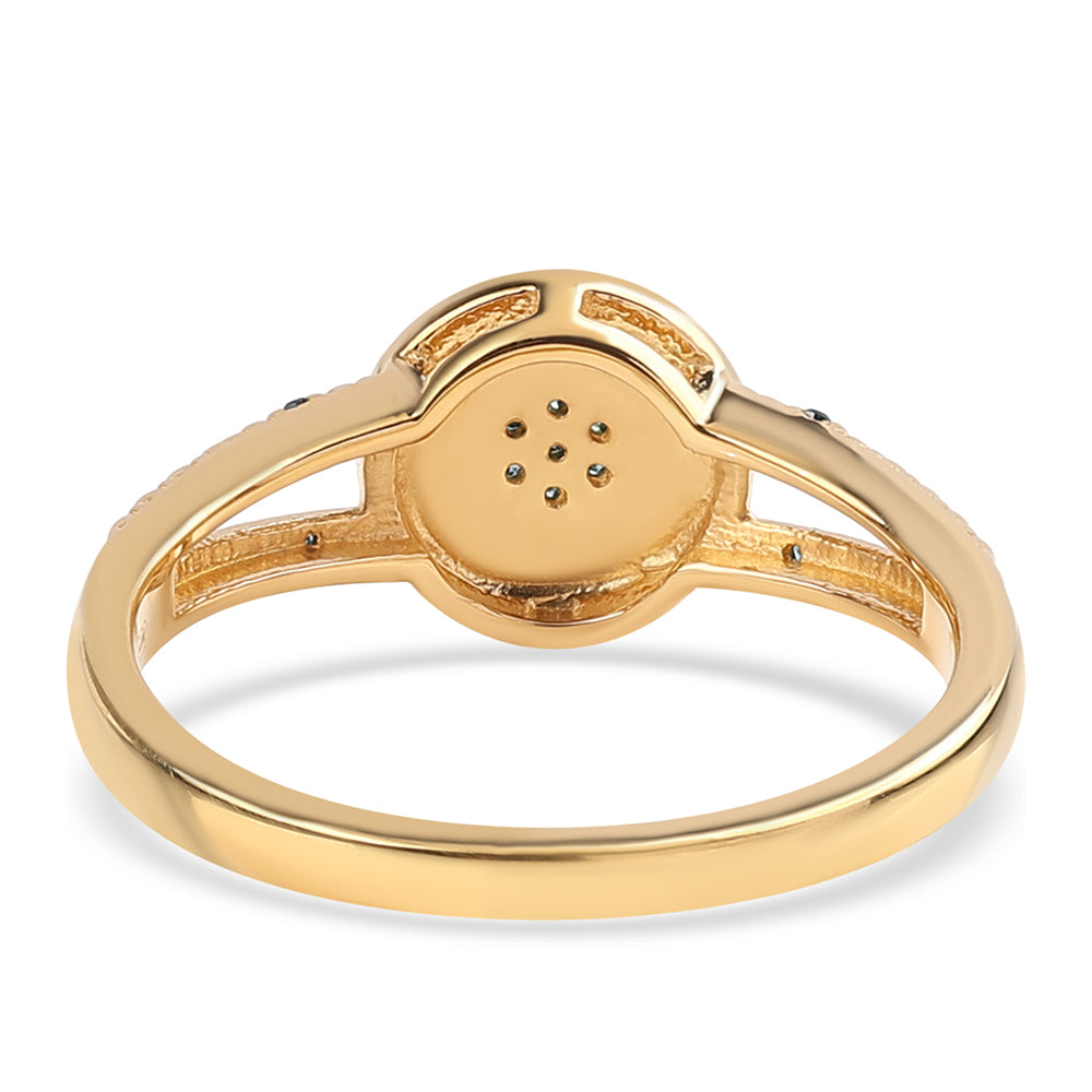 Goldplattierter Silberring mit blauem Diamant und weißem Diamant