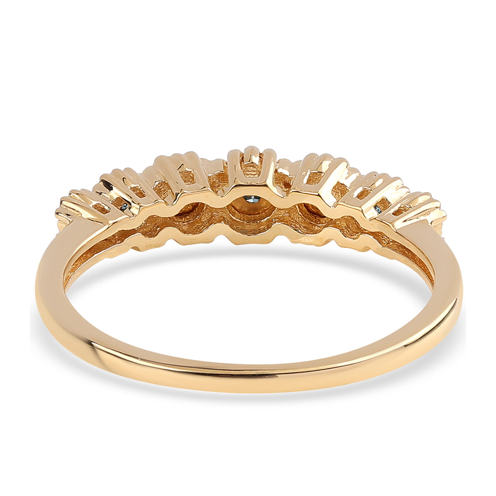 Goldplattierter Silberring mit blauem Diamant