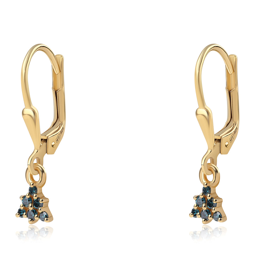 Goldplattierte Silberohrringe mit blauem Diamant und weißem Diamant 1