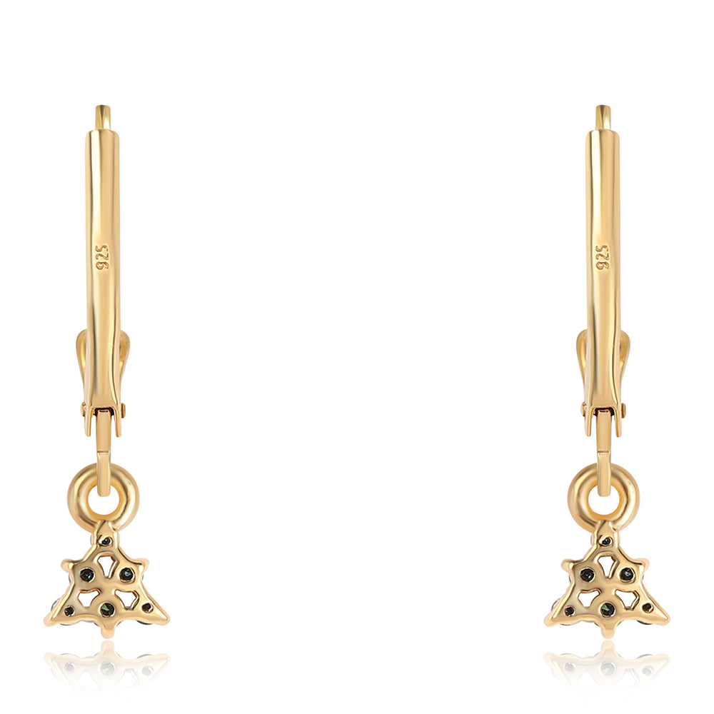 Goldplattierte Silberohrringe mit blauem Diamant und weißem Diamant 3