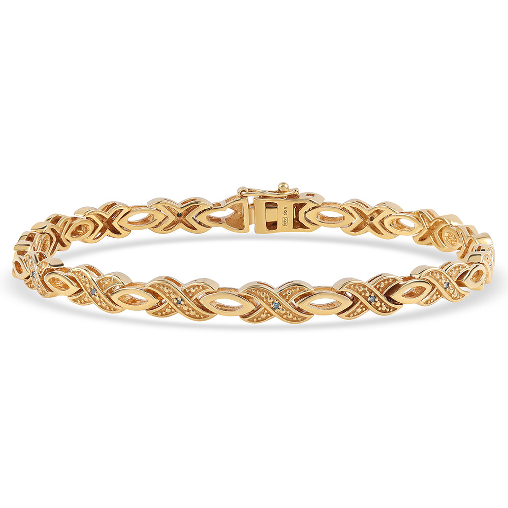 Goldplattiertes Silberarmband mit blauem Diamant 1