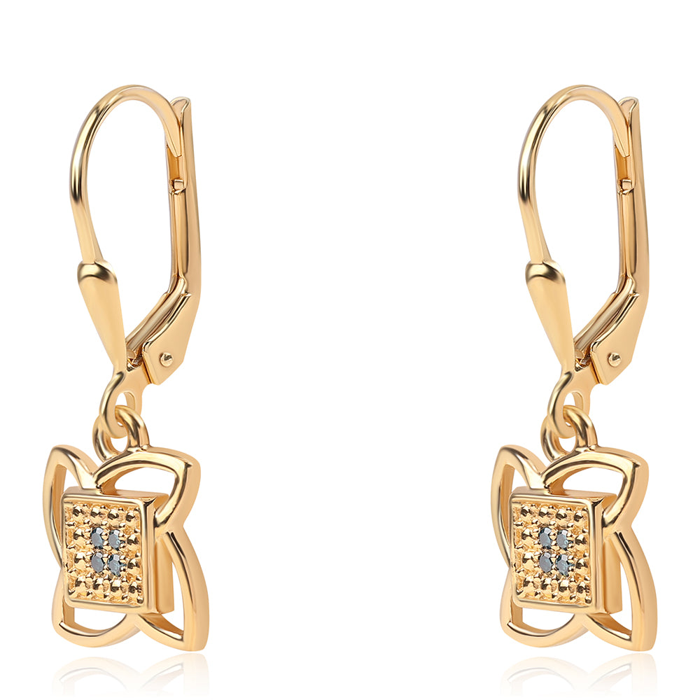 Goldplattierte Silberohrringe mit blauem Diamant
