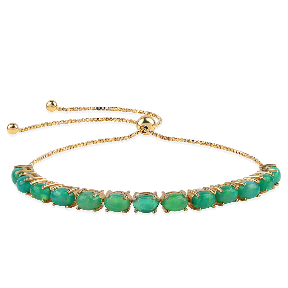 Goldplattiertes Silberarmband mit grünem äthiopischem Opal aus Lega Dembi 1