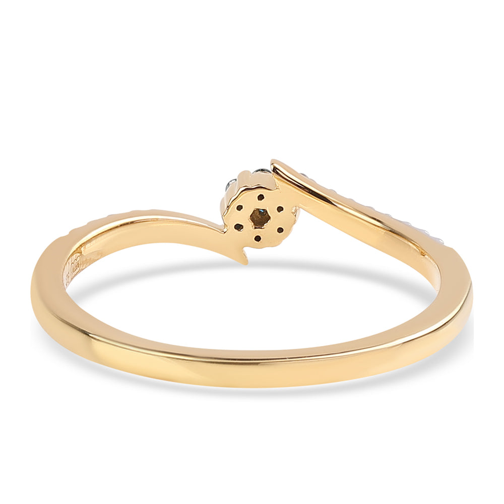 Goldplattierter Silberring mit blauem Diamant und weißem Diamant 2