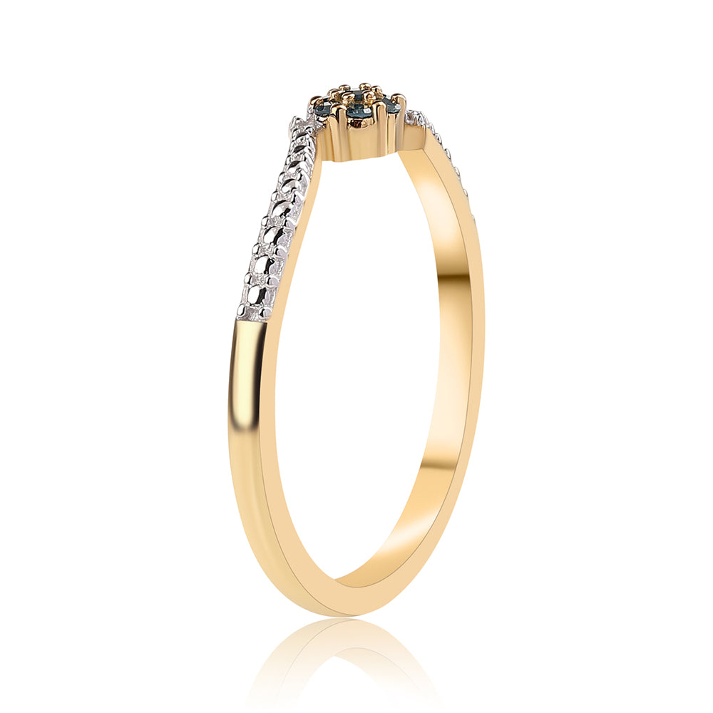 Goldplattierter Silberring mit blauem Diamant und weißem Diamant 3
