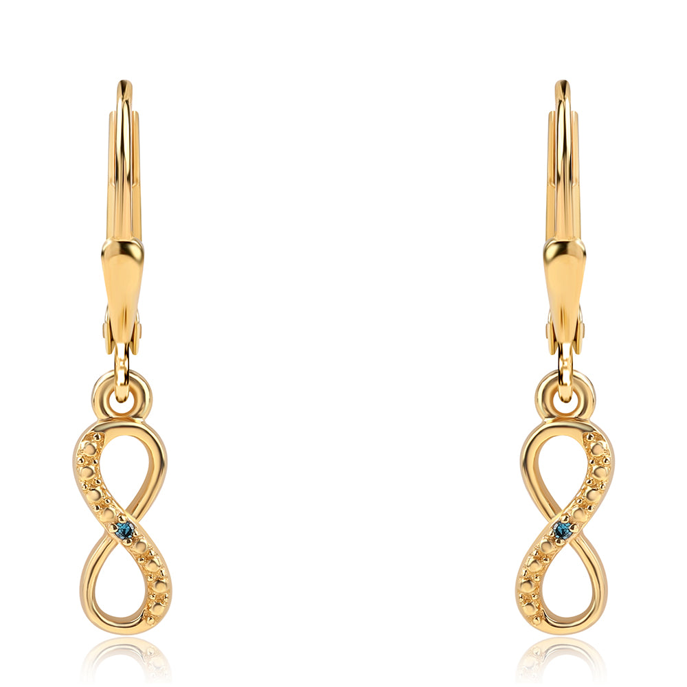 Goldplattierte Silberohrringe mit blauem Diamant