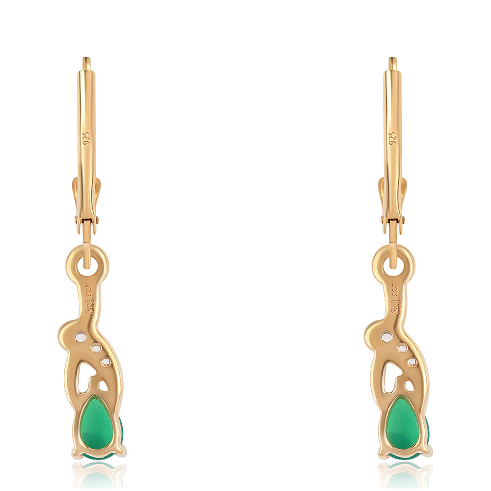 Goldplattierte Silberohrringe mit grünem äthiopischem Opal aus Lega Dembi und weißem Topas