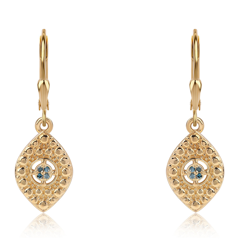 Goldplattierte Silberohrringe mit blauem Diamant 2