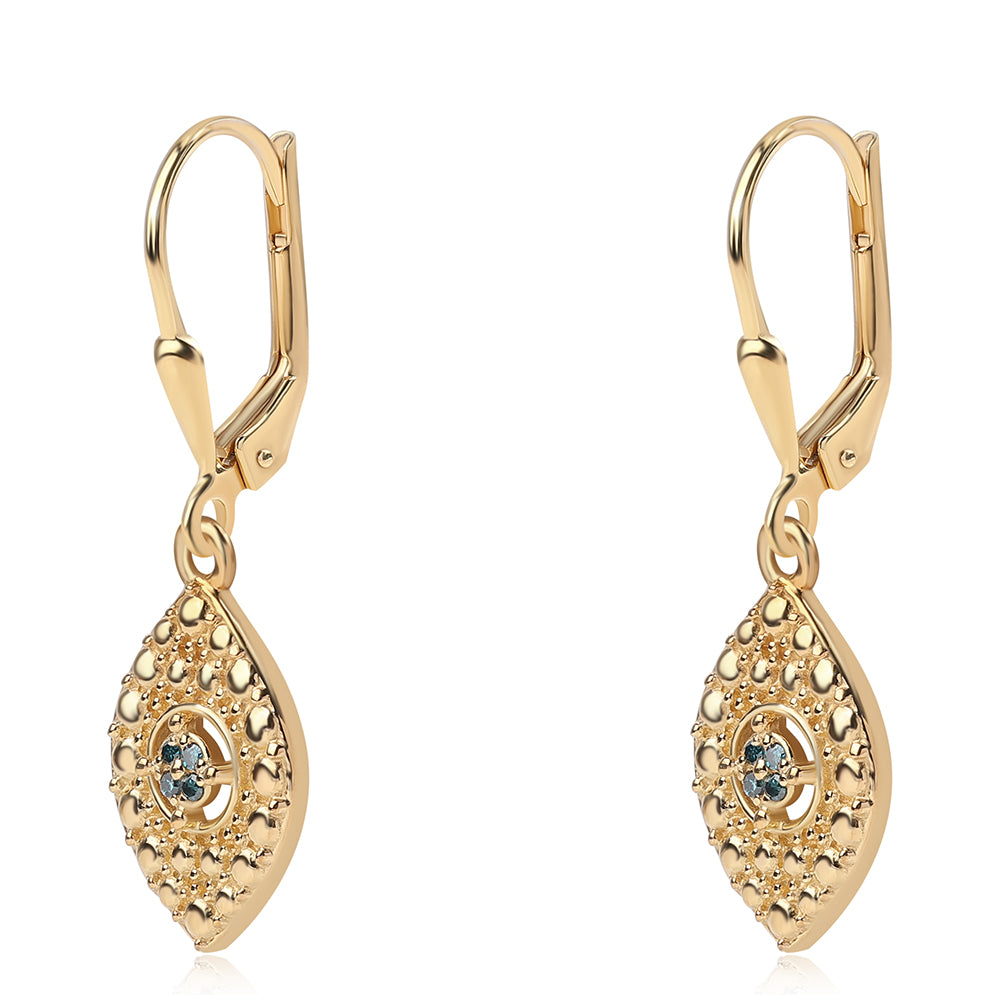 Goldplattierte Silberohrringe mit blauem Diamant 1