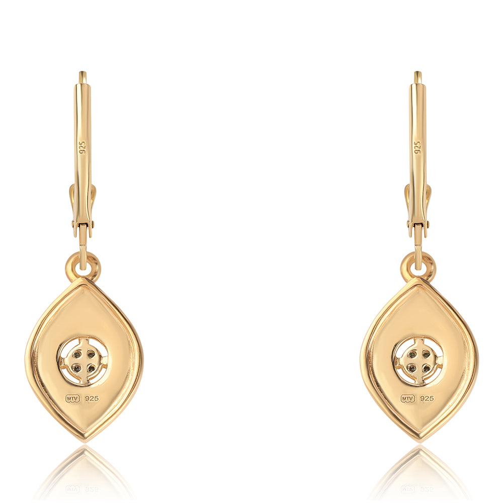 Goldplattierte Silberohrringe mit blauem Diamant 3