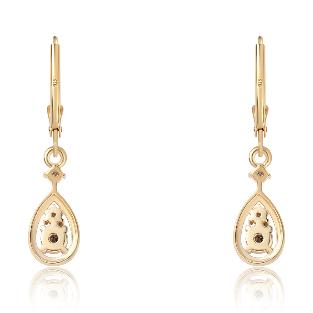 Goldplattierte Silberohrringe mit blauem Diamant und weißem Diamant