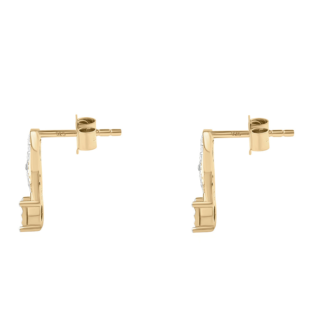 Goldplattierte Silberohrringe mit blauem Diamant und weißem Diamant