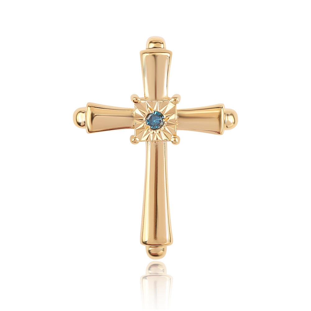 Goldplattierter Silberanhänger mit blauem Diamant