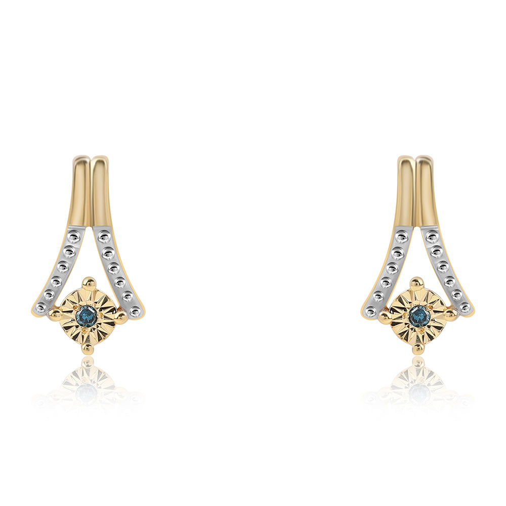 Goldplattierte Silberohrringe mit blauem Diamant