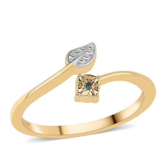 Goldplattierter Silberring mit blauem Diamant