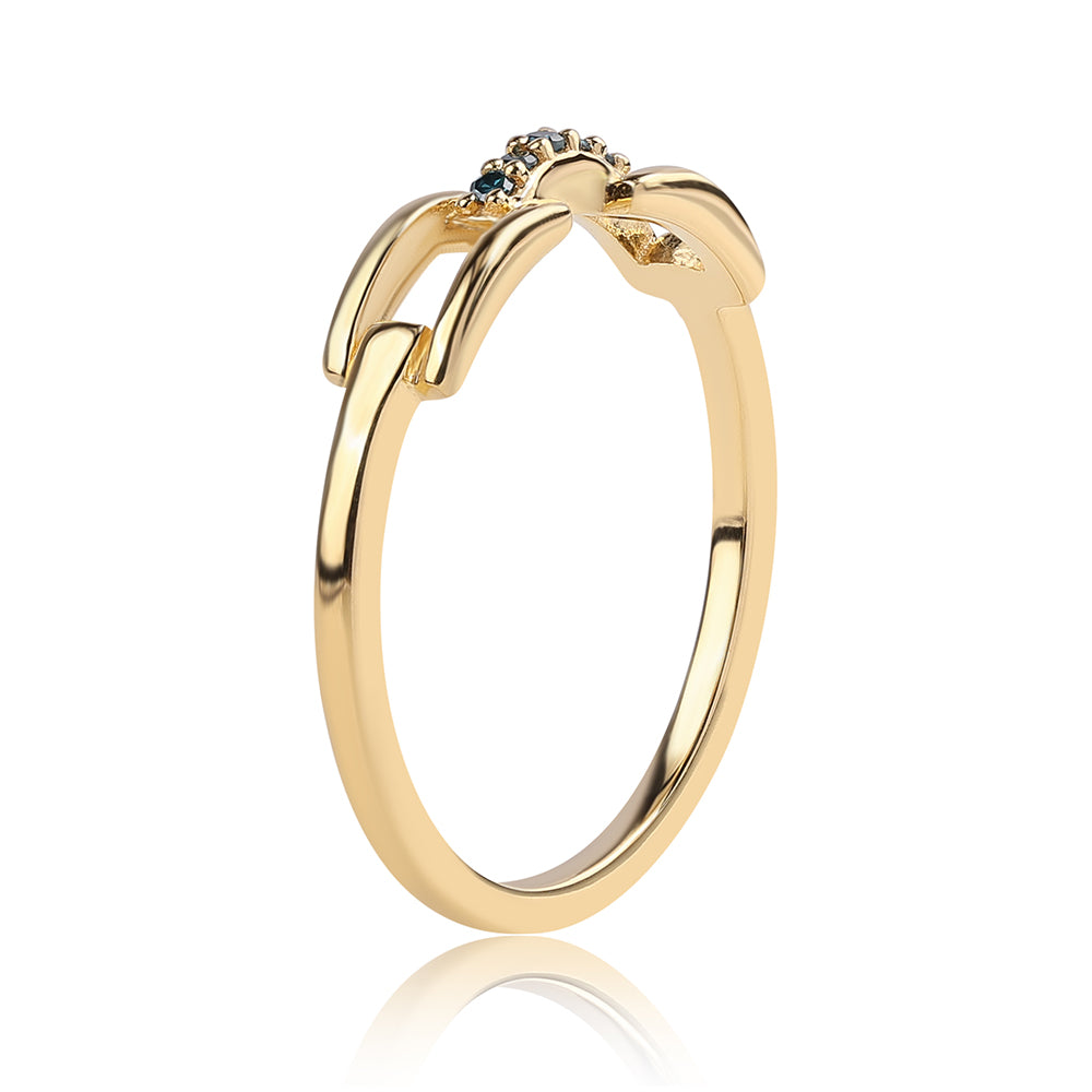 Goldplattierter Silberring mit blauem Diamant