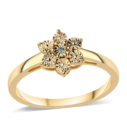 Goldplattierter Silberring mit blauem Diamant