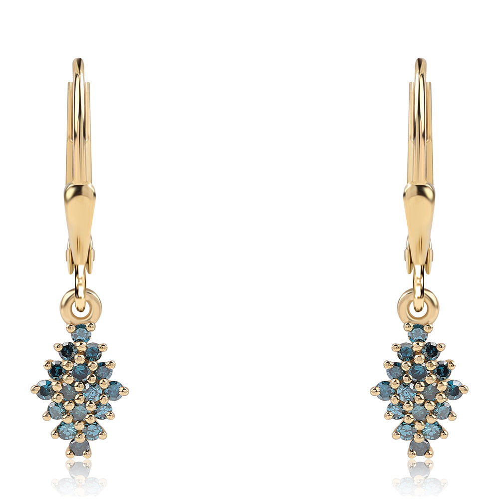 Goldplattierte Silberohrringe mit blauem Diamant