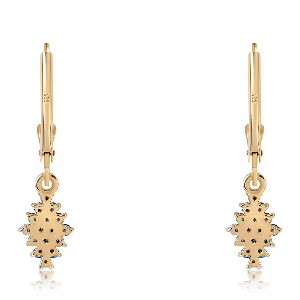 Goldplattierte Silberohrringe mit blauem Diamant
