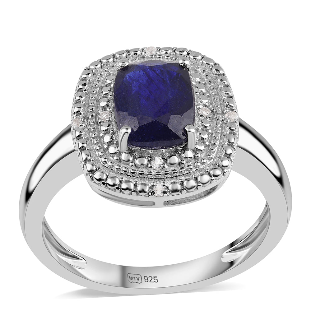Silberring mit australischem blauem Saphir und weißem Topas