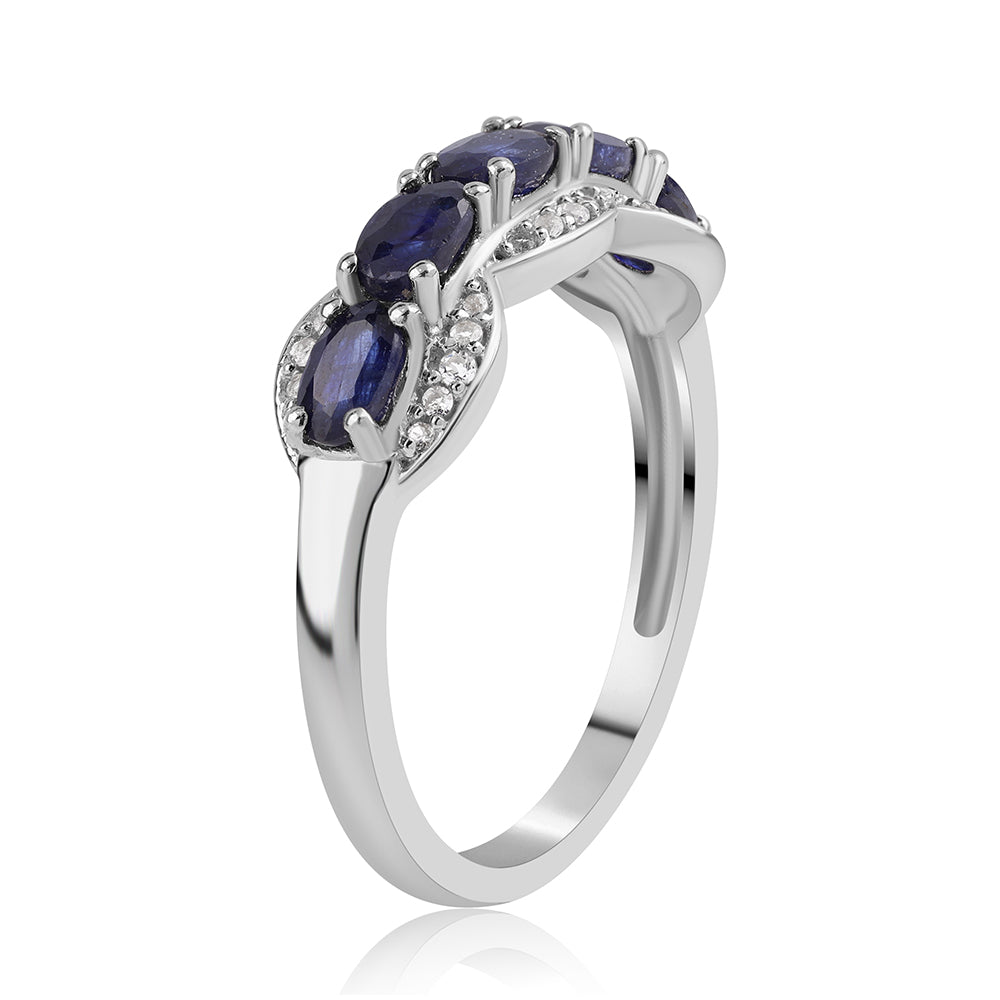 Silberring mit australischem blauem Saphir und weißem Topas 2