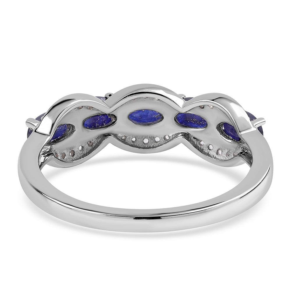 Silberring mit australischem blauem Saphir und weißem Topas 3