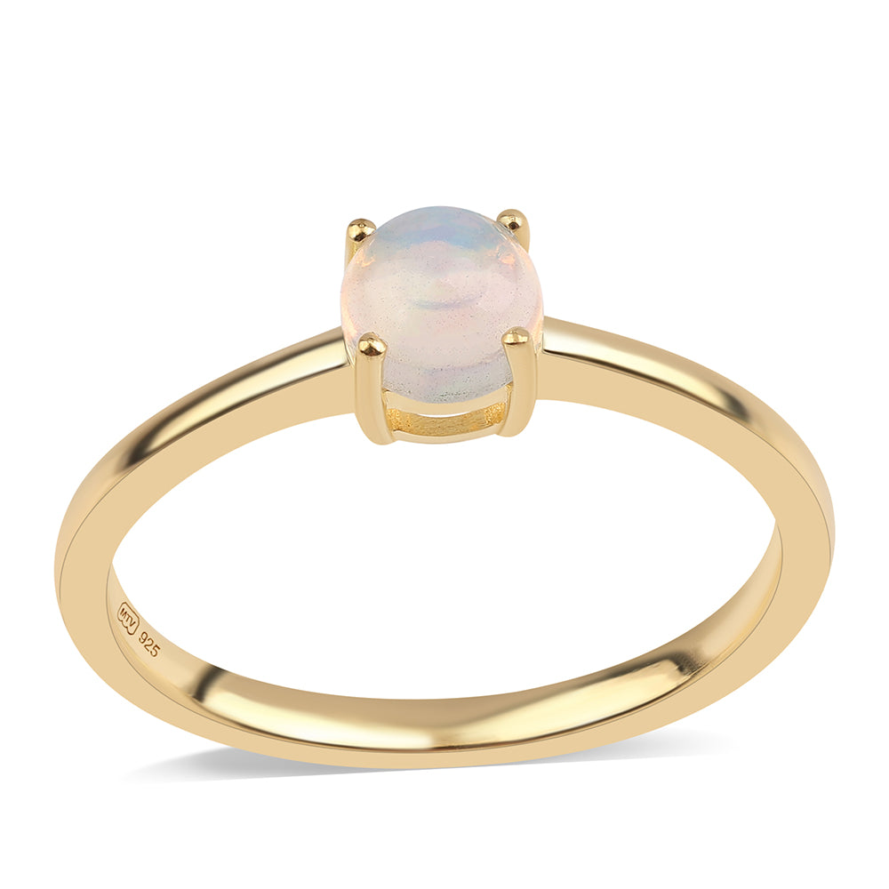 Goldplattierter Silberring mit äthiopischem Opal aus Lega Dembi