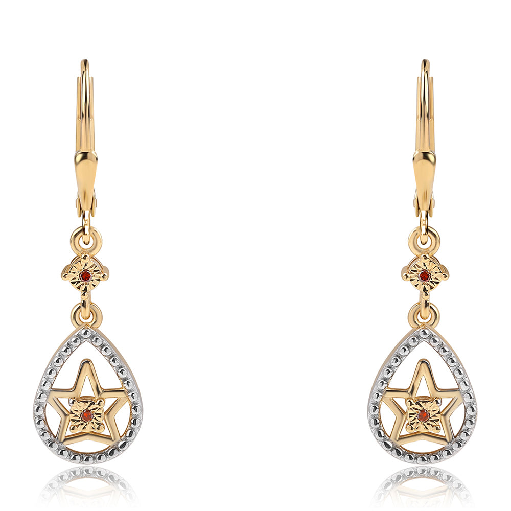 Goldplattierte Silberohrringe mit rotem Diamant