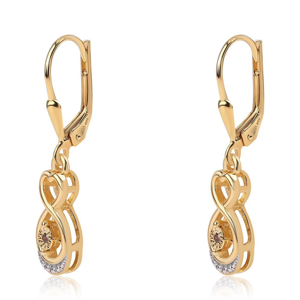 Goldplattierte Silberohrringe mit rotem Diamant