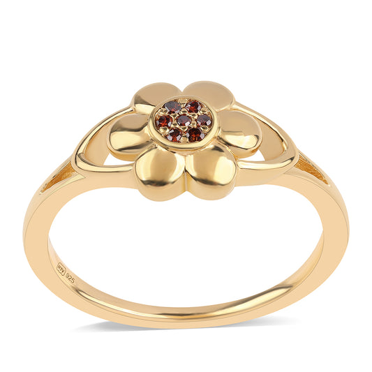 Goldplattierter Silberring mit rotem Diamant