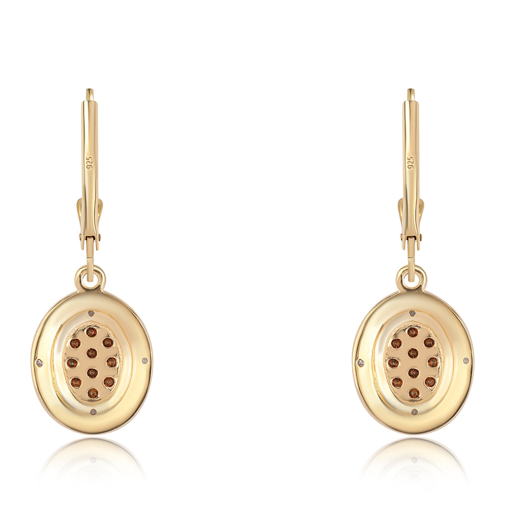Goldplattierte Silberohrringe mit rotem Diamant und weißem Diamant