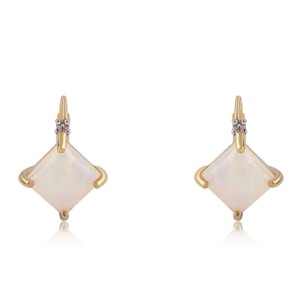 Goldplattierte Silberohrringe mit äthiopischem Opal aus Lega Dembi und weißem Topas 1