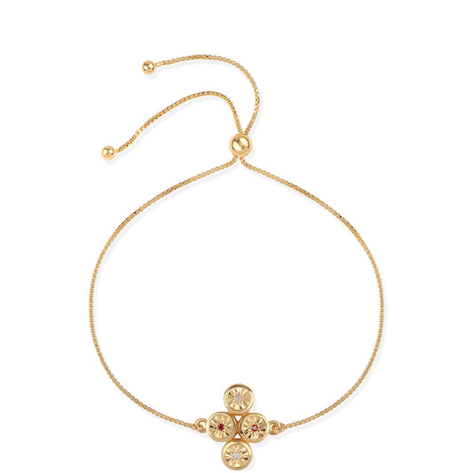 Goldplattiertes Silberarmband mit rotem Diamant und weißem Diamant