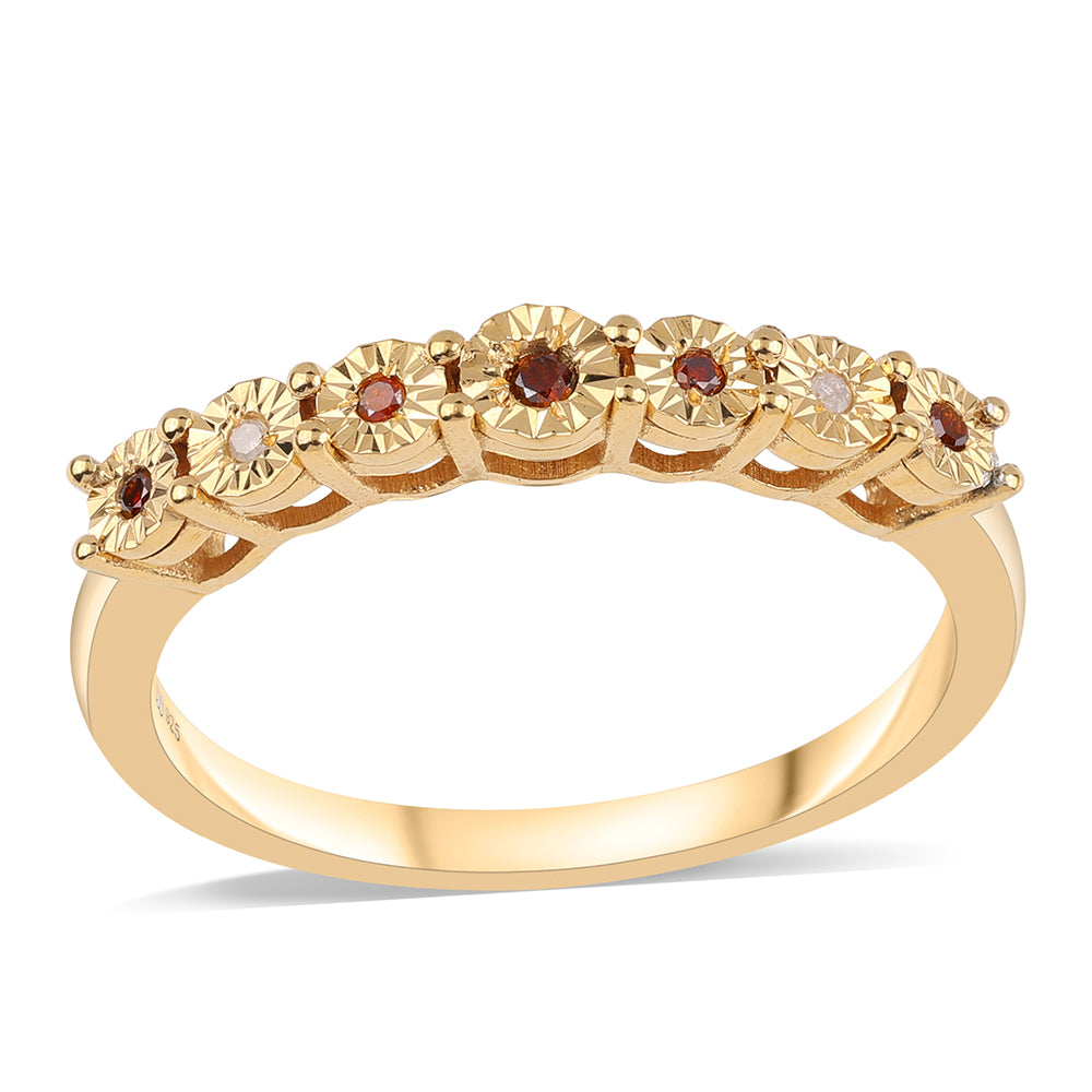 Goldplattierter Silberring mit rotem Diamant