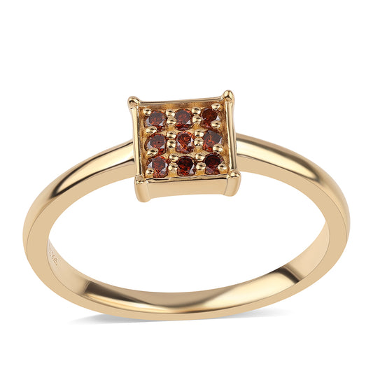 Goldplattierter Silberring mit rotem Diamant