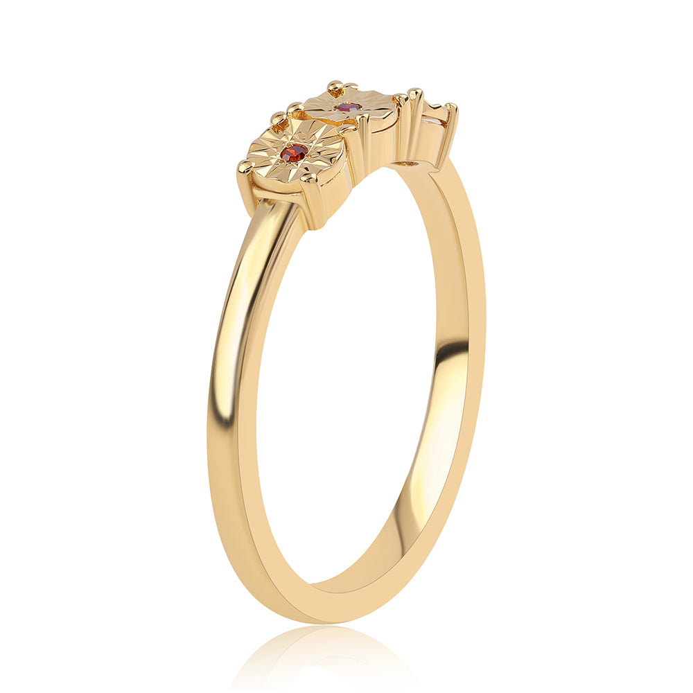 Goldplattierter Silberring mit rotem Diamant