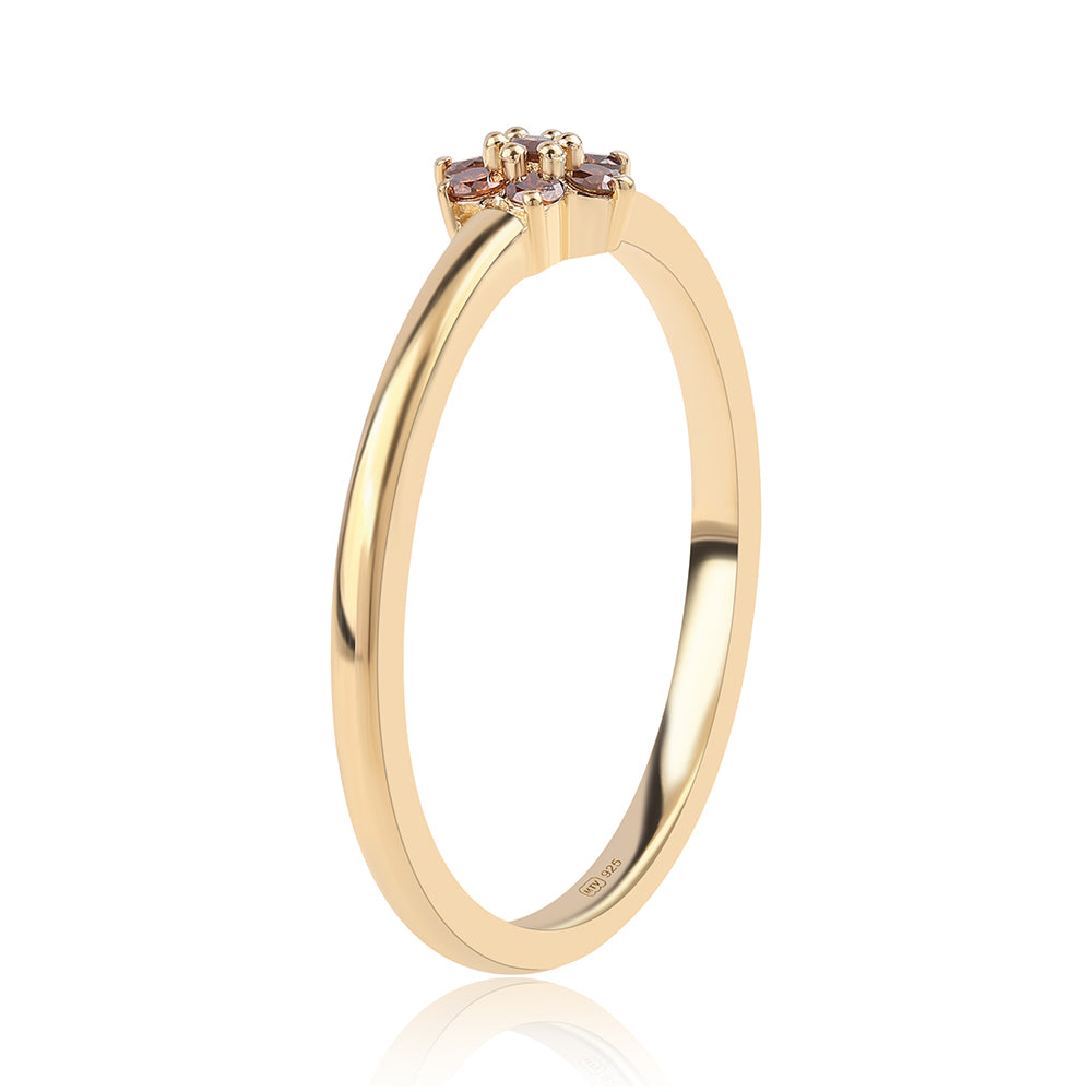 Goldplattierter Silberring mit rotem Diamant 2