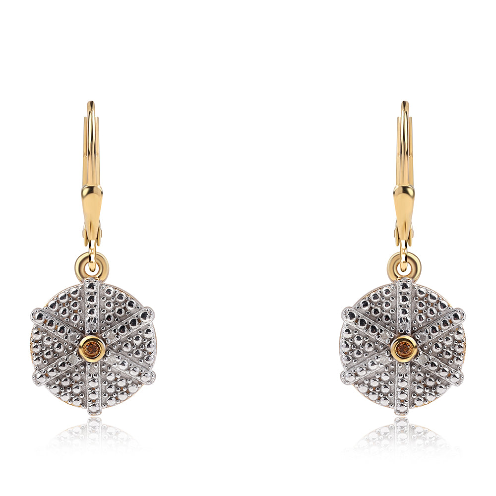 Goldplattierte Silberohrringe mit rotem Diamant und weißem Diamant