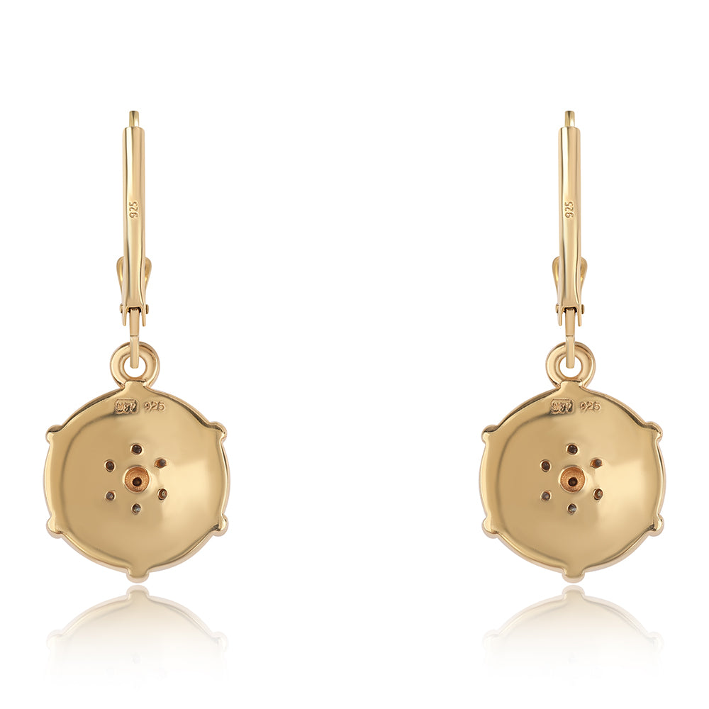 Goldplattierte Silberohrringe mit rotem Diamant und weißem Diamant
